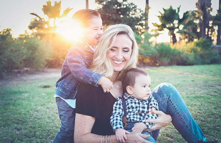 A woman with her two children.